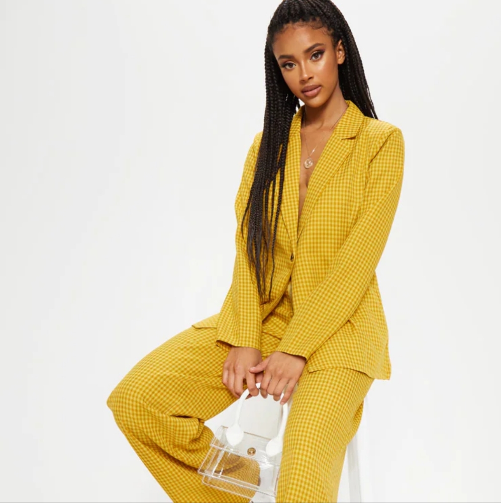 PLT Yellow Check Woven Blazer